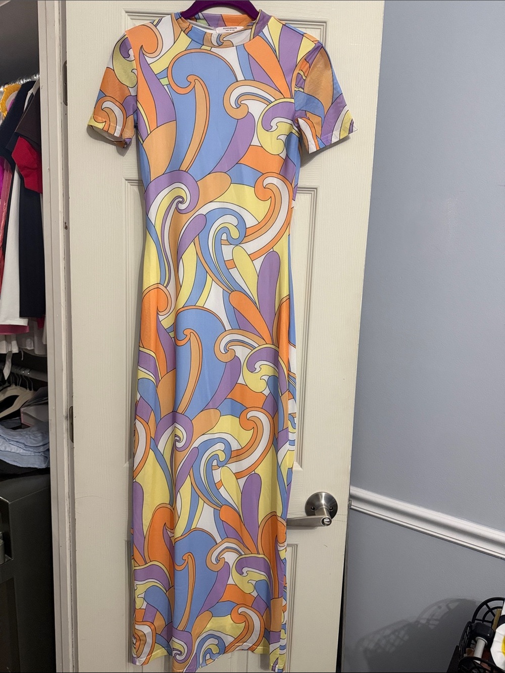 Peppermayo Pastel Multi Retro Swirl Maxi Dress